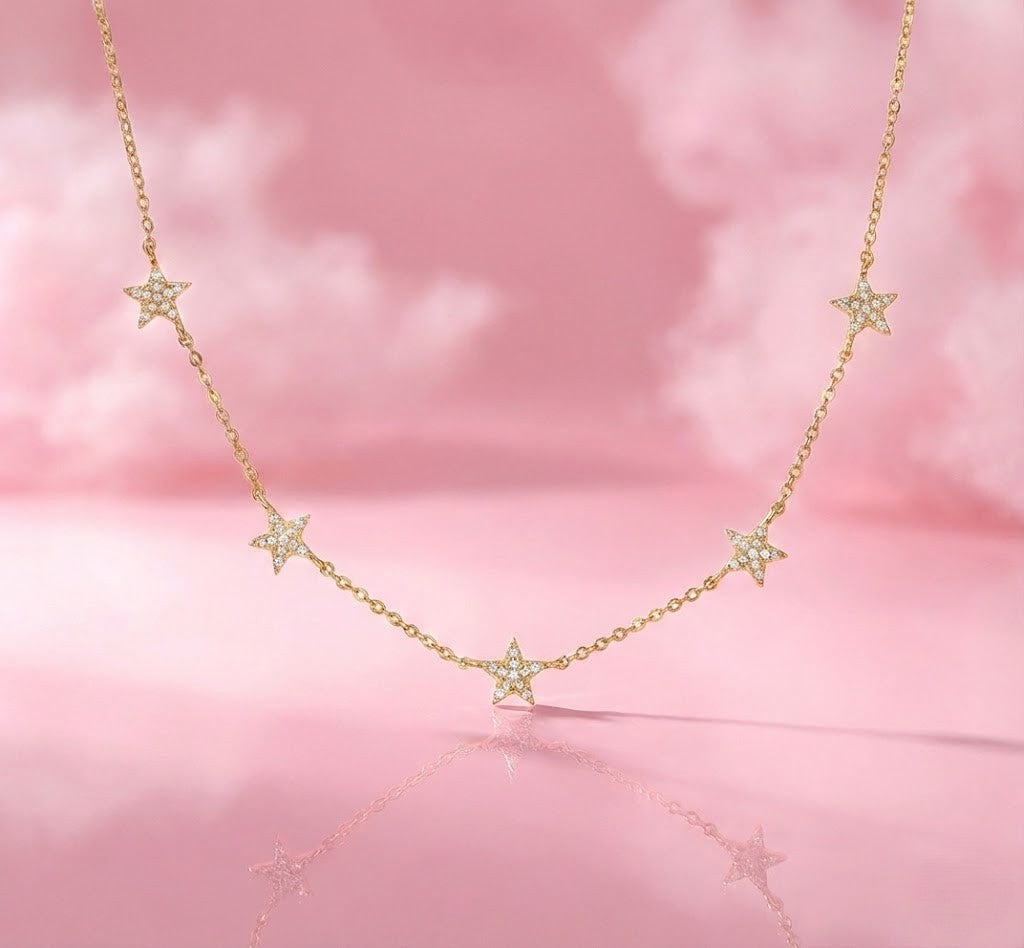 Five Stars, Close to You — CZ Necklace in 925 Sterling Silver