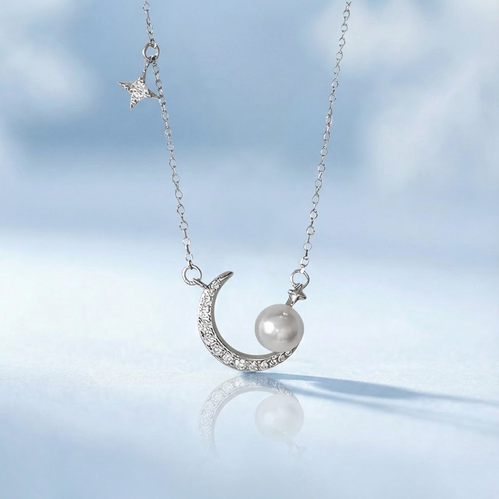 A Pearl for the Moon — 925 Sterling Silver & CZ