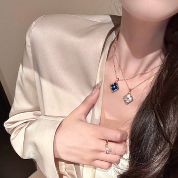 Brushed Clover Lucky Clover Pendant Necklace — 18K Gold-Tone