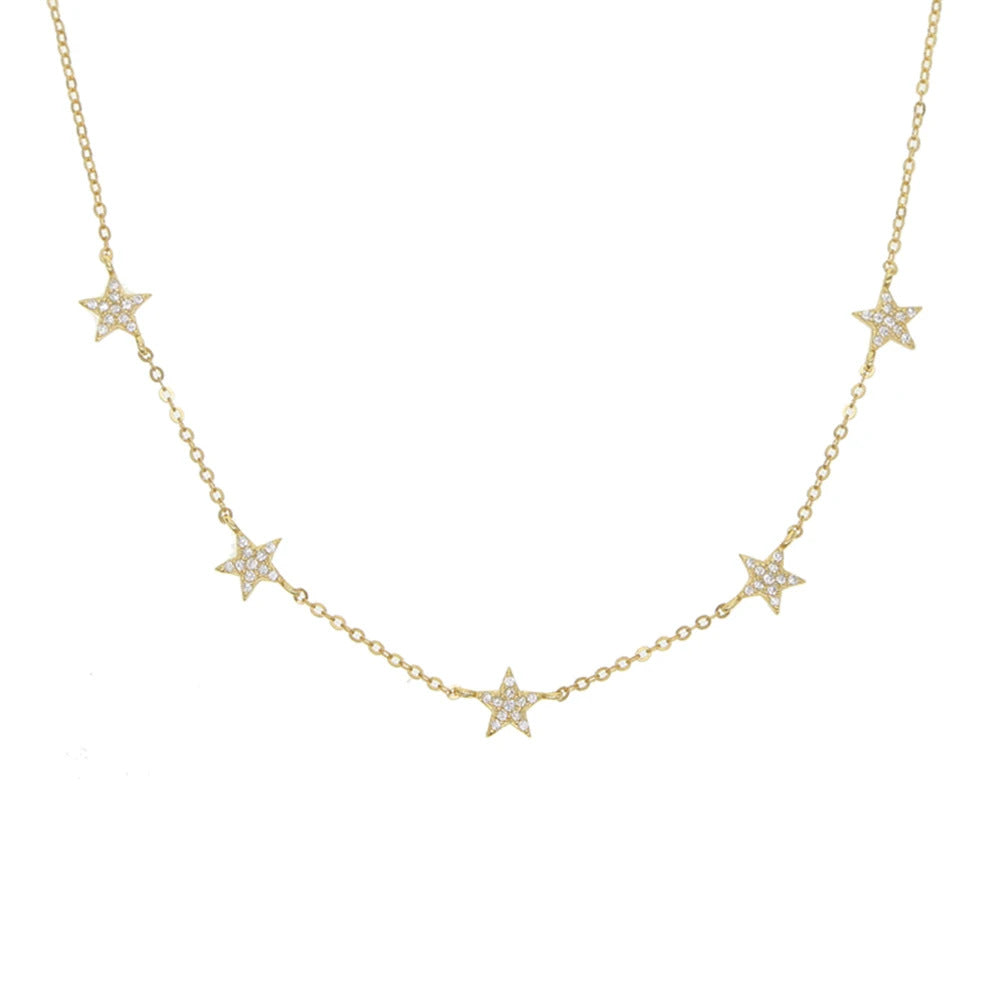Five Stars, Close to You — CZ Necklace in 925 Sterling Silver