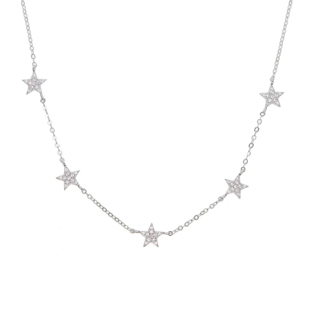 Five Stars, Close to You — CZ Necklace in 925 Sterling Silver