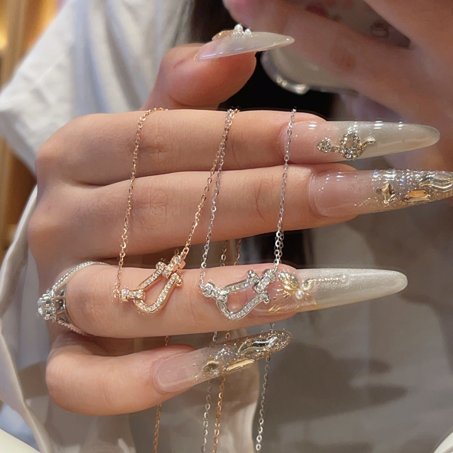 Lucky Horseshoe Clasp Necklace — 925 Sterling Silver & CZ