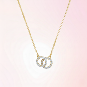 925 Sterling Silver Interlocking Pavé Circles Necklace