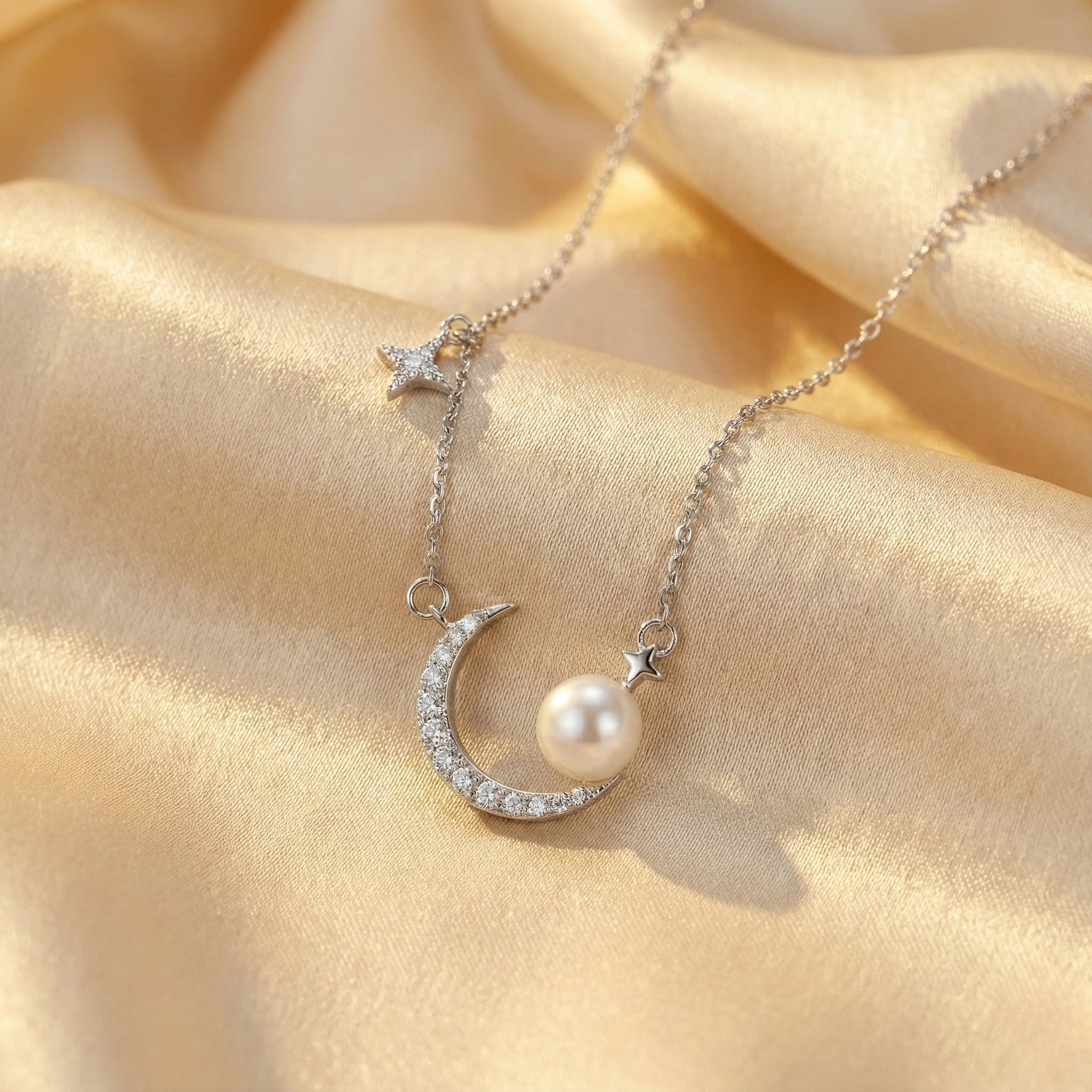 A Pearl for the Moon — 925 Sterling Silver & CZ