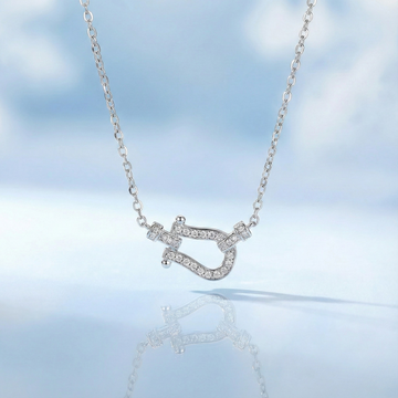 Lucky Horseshoe Clasp Necklace — 925 Sterling Silver & CZ