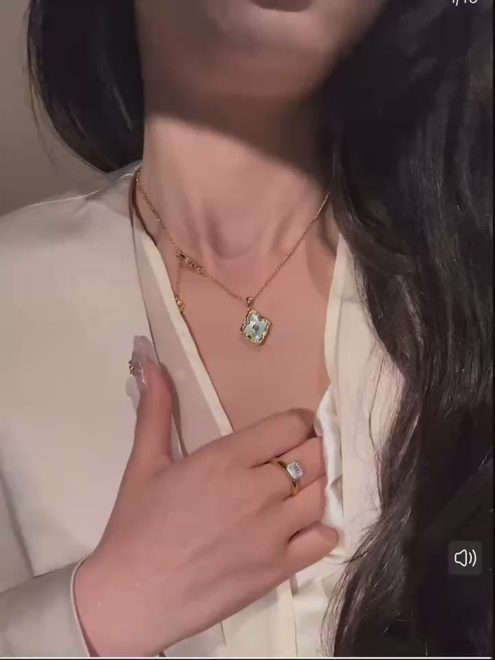 Brushed Clover Lucky Clover Pendant Necklace — 18K Gold-Tone