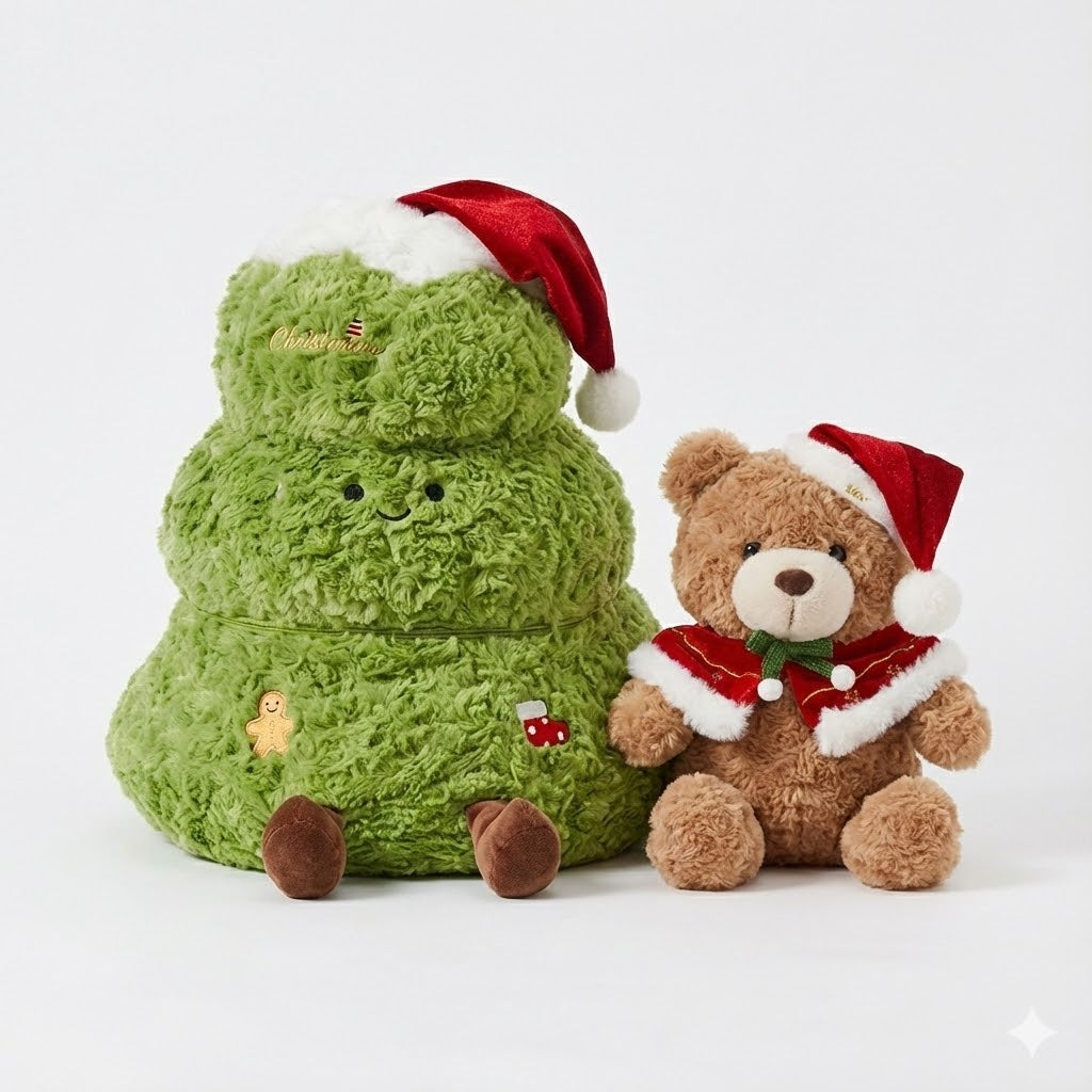 Christmas "Cream Puff" Companion Set with Plush Tree Storage Pocket